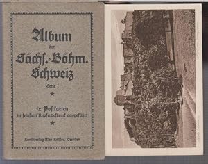 Imagen del vendedor de Album der Schs. - bhm. Schweiz, Serie 1. 12 Postkarten in feinstem Kupfertiefdruck ausgefhrt. - Schsisch - bhmische Schweiz. - a la venta por Antiquariat Carl Wegner