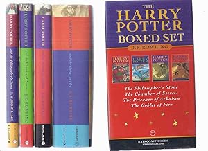 Seller image for FOUR Volumes in a SLIPCASE / Box: Harry Potter and the Philosopher's Stone ( AKA: Sorcerer's Stone ) ---with Chamber of Secrets ---with Prisoner of Azkaban ---with Goblet of Fire --book 1, 2, 3, 4 ( Slipcased / Boxed 4 vol. Set ) for sale by Leonard Shoup