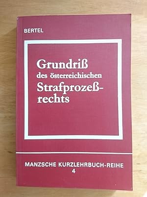 Bild des Verkufers fr Grundri des sterreichischen Strafprozerechts zum Verkauf von Antiquariat Birgit Gerl