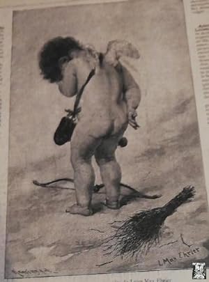 Antiguo Grabado - antique engraving: Amorcillo castigado cuadro de Luisa Max Ehrler