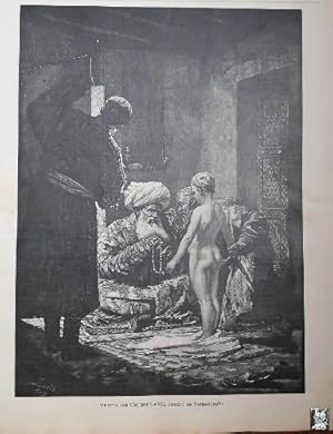 Antiguo Grabado- Antique Engraving: Venta de un esclavo, cuadro de Veraschagin 1890
