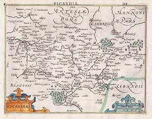 Image du vendeur pour Picardia" - Picardie Abbeville Carbie Amiens France Frankreich map Karte carte mis en vente par Antiquariat Steffen Vlkel GmbH