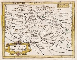 Image du vendeur pour Lugdunensis Tractus / Lyonnois Forest et Beaujolois" - Lyon Bourbonnais Bourg-en-Bresse map Karte carte mis en vente par Antiquariat Steffen Vlkel GmbH