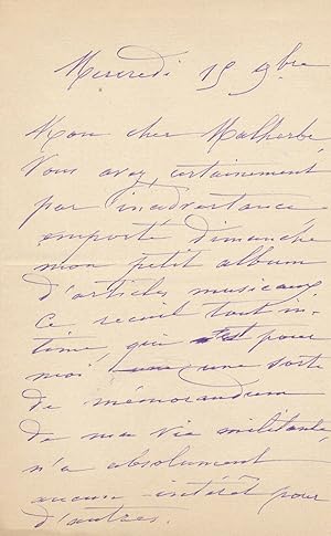 Jules ARMINGAUD compositeur 2 lettres autographes manuscrits Félicien David !