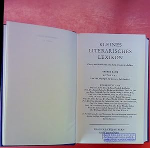 Bild des Verkufers fr Kleines Literarisches Lexikon. ERSTER BAND: Autoren I: Von den Anfngen bis zum 19. Jahrhundert. VIERTE, neu bearbeitete und stark erweiterte Auflage zum Verkauf von biblion2