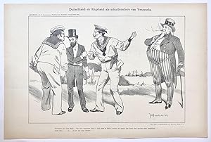 [Original lithograph/lithografie by Johan Braakensiek] Duitschland en Engeland als schuldeischers...