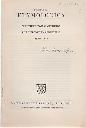 Etymologie und Philosophie. [Aus: Etymologica, Walther von Wartburg zum Siebzigsten Geburtstag, 1...