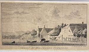 [Antique Copperengraving, 1763] Gezigt by Halfwegen Overveen (bij Bloemendaal, Noord-Holland), 17...