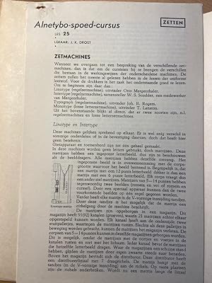[Printing self-course, education, ca 1941] Alnetybo-spoed-cursussen: Zetten (Examenles), Kleurenl...