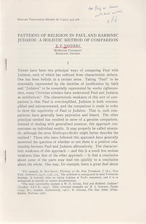 Patterns of Religion in Paul and Rabbinic Judaism: A Holistic Method of Comparison. [From: Harvar...