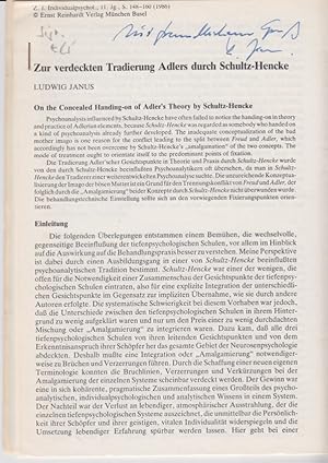 Zur verdeckten Tradierung Adlers durch Schultz-Hencke. [Aus: Zeitschrift für Individualpsychologi...