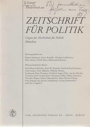 Bild des Verkufers fr Antipolitik. [Aus: Zeitschrift fr Politik, 34. Jg., Heft 4, 1987]. zum Verkauf von Fundus-Online GbR Borkert Schwarz Zerfa