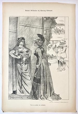 [Original lithograph/lithografie by Johan Braakensiek] Keizer Wilhelm bij Koning Edward, 16 Novem...
