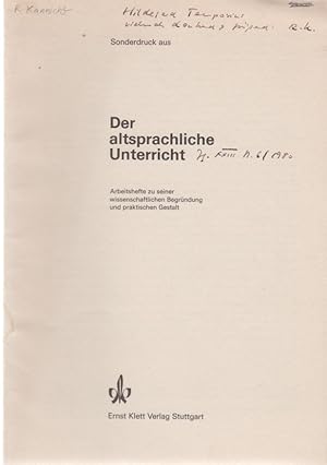 Seller image for Der alte Streit zwischen Philosophie und Dichtung. [Aus: Der altsprachliche Unterricht, Jg. 23, Nr. 6, 1980]. Zwei Vorlesungen ber Grundzge der griechischen Literaturauffassung. for sale by Fundus-Online GbR Borkert Schwarz Zerfa