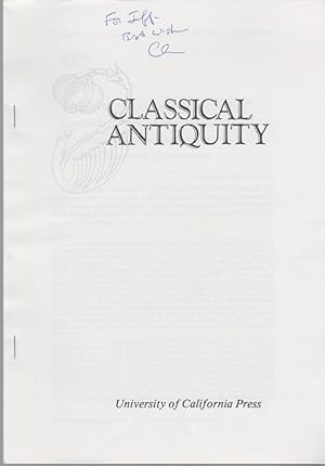 Immagine del venditore per Taking the "Nestor's Cup Inscription" Seriously: Erotic Magic and Conditional Curses in the Earliest Inscribed Hexameters. [From: Classical Antiquity, Vol. 15, No. 1, April 1996]. venduto da Fundus-Online GbR Borkert Schwarz Zerfa