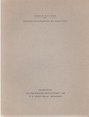 Seller image for Textos Epigrficos de Toscanos. [From: Madrider Mitteilungen, 9, 1968]. for sale by Fundus-Online GbR Borkert Schwarz Zerfa