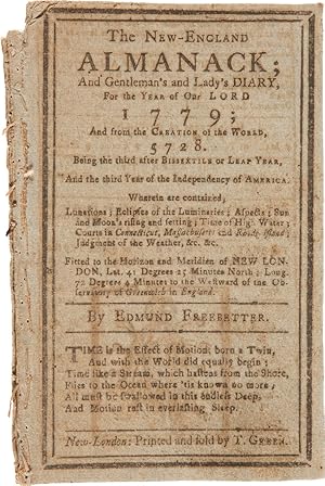 THE NEW-ENGLAND ALMANACK; AND GENTLEMAN'S AND LADY'S DIARY, FOR THE YEAR OF OUR LORD 1779.By Edmu...