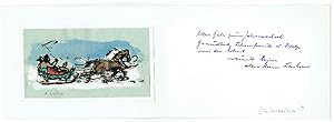 Pferdeschlitten-Schlittenfahrt - Neujahrskarte mit Originalzeichnung