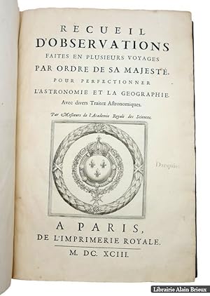 Seller image for Recueil d'observations faites en plusieurs voyages par ordre de sa majest pour perfectionner l'astronomie et la gographie. Avec divers traits astronomiques for sale by Librairie Alain Brieux