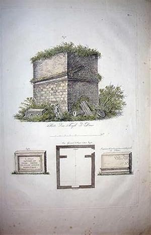 Seller image for ENGRAVING - RESTE D'UN TEMPLE DE DIANA ( ROMAN BUILDING WITH FIGURE, FLOOR PLAN AND TWO SIGNS. for sale by Luis Porretta Fine Arts