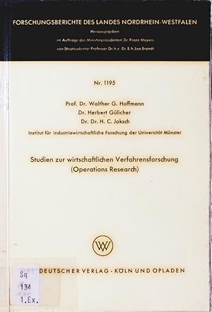 Seller image for Studien zur wirtschaftlichen Verfahrensforschung. operations research. for sale by Antiquariat Bookfarm