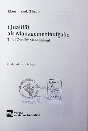 Bild des Verkufers fr Qualitt als Managementaufgabe. zum Verkauf von Antiquariat Bookfarm