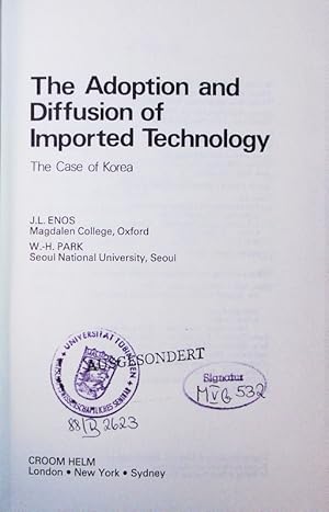 Seller image for The adoption and diffusion of imported technology. the case of Korea. for sale by Antiquariat Bookfarm