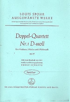 Bild des Verkufers fr Doppelquartett d-Moll op.65 fr4 Violinen, 2 Violen und 2 Violoncelli : Partitur/Stimmen (8Stimmen) Faksimile zum Verkauf von AHA-BUCH GmbH