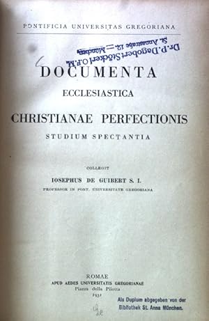 Seller image for Documenta Ecclesiastica Christianae Perfectionis. Studium Spectantia; for sale by books4less (Versandantiquariat Petra Gros GmbH & Co. KG)