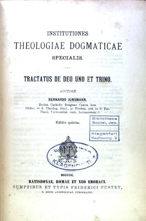 Seller image for Tractatus de deo uno et Trino; Institutiones Theologiae Dogmaticae Specialis. for sale by books4less (Versandantiquariat Petra Gros GmbH & Co. KG)