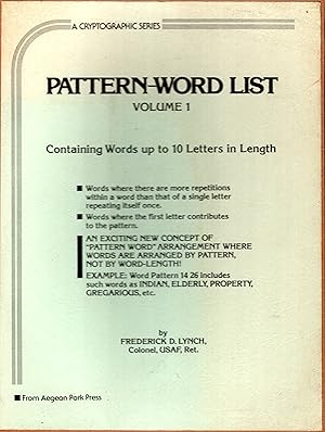 Seller image for Pattern-word list (A Cryptographic series, #15) for sale by A Cappella Books, Inc.