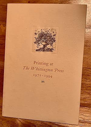 Imagen del vendedor de Printing at the Whittington Press 1972 - 1994. Typophile Monograph New Series Number 12 a la venta por Lucky Panther Books