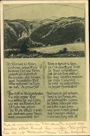 Bild des Verkäufers für Gedicht Ansichtskarte / Postkarte Eichendorff, O Täler weit, o Höhen, o schöner, grüner Wald zum Verkauf von akpool GmbH