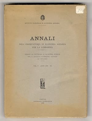 Annali dell'Osservatorio di Economia Agraria per la Lombardia. Vol. I - Anno 1930.