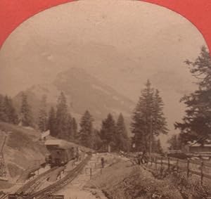 Switzerland Alps Pilate railway Old Stereo Photo Jullien 1880