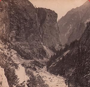Switzerland Alps Gondo Gorges Simplon Road Old Stereo Photo Charnaux 1880 #2
