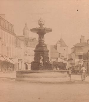 France Lourdes Fountain Place du Marcadal Old Stereo Photo Viron 1880