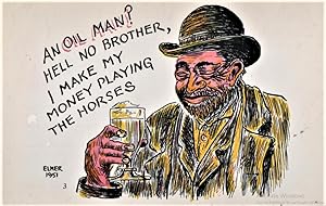 Bild des Verkufers fr bar biography postcard: An Oil Man? zum Verkauf von Mobyville