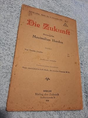 Imagen del vendedor de Die Zukunft. 1918. 27. Jahrgang, Nr. 5. XXVII, Berlin, den 30. November 1918, Nr. 8 a la venta por Aderholds Bcher & Lots