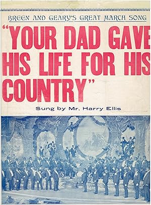 Bild des Verkufers fr Your Dad gave his life for his Country - Vintage Sheet Music with missing back cover zum Verkauf von Manian Enterprises