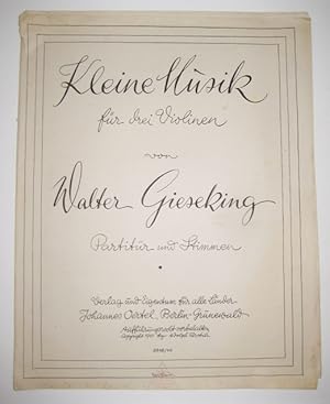 Bild des Verkufers fr Kleine Musik fr drei Violinen von Walter Gieseking. Partitur und Stimmen. [8348/49]. zum Verkauf von Antiquariat Kelifer