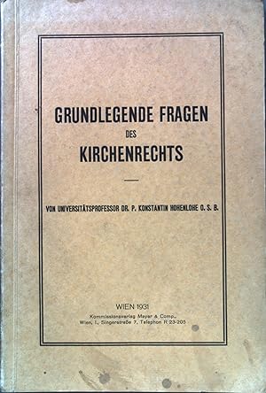 Bild des Verkufers fr Grundlegende Fragen des Kirchenrechts. zum Verkauf von books4less (Versandantiquariat Petra Gros GmbH & Co. KG)