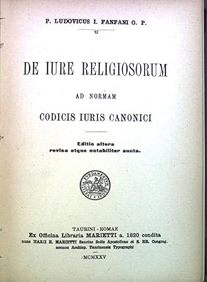 Seller image for De Iure Religiosorum ad Norman Codicis Iuris Canonici. for sale by books4less (Versandantiquariat Petra Gros GmbH & Co. KG)