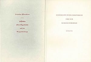 Bild des Verkufers fr Geschichte Peter Hagenbachs und der Burgunderkriege (Faksimileausgaben von 1966, Nummer 964 von 1000 Exemplaren) zum Verkauf von Libro-Colonia (Preise inkl. MwSt.)