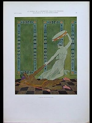 GEORGE BARBIER, BACCHANALE -1911- PLANCHE DOREE ET ARGENTEE, ART DECO