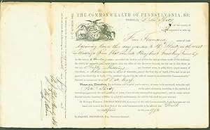 Seller image for Land purchase agreement The Commonwealth of Pennsylvania, for Peter Shatz, 1794, copied 1853 for sale by Eureka Books