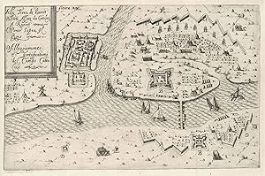 Bild des Verkufers fr Gesamtansicht aus der Vogelschau mit den Schanzen und dem Lager Spinolas im Jahre 1605 ('La Terra di Rurort'). zum Verkauf von Antiquariat Norbert Haas