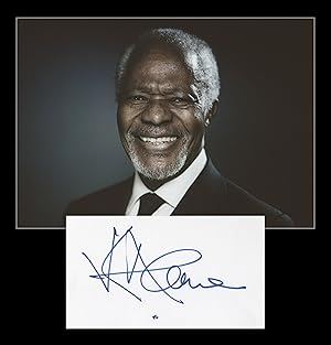 Seller image for Kofi Annan (1938-2018) - Signed card + Photo - Brussels 2004 for sale by PhP Autographs