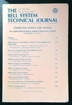 The Bell System Technical Journal vol. 62 n. 1 part 2