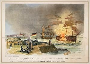 Seeschlacht bei Eckernförde am 5. April 1849 ("Das dänische Linien-Schiff Christian III (mit 84 K...